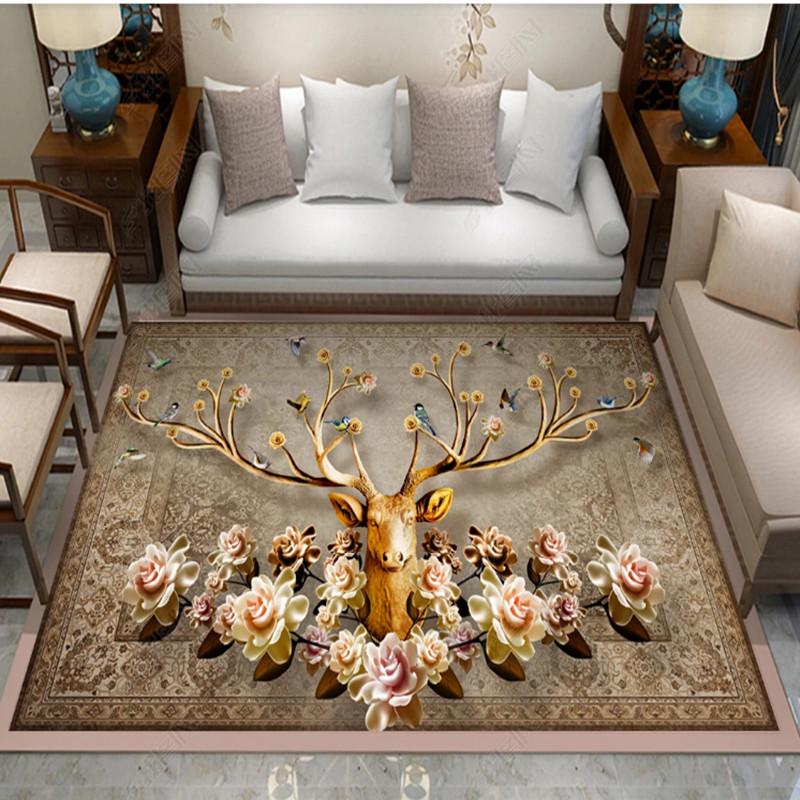 3D Printed Retro European Style Carpets Living Room Bedroom Study Bedside Carpet Decor Model Rugs