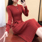 Spring and Autumn Jacket Long Sleeve Round Neck Casual Clothes Fashion Casual Pure Color Sweater Dress