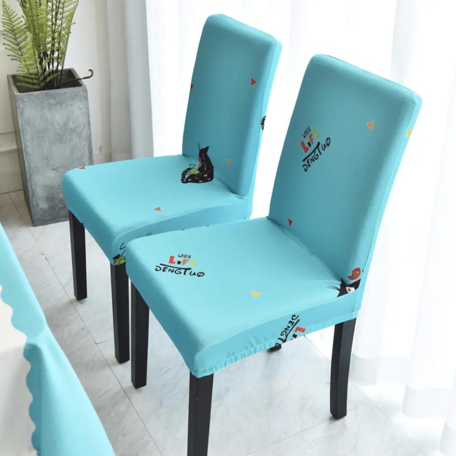 Two-piece Household Conjoined Elastic Chair Cover Modern Minimalist Dining Chair Cover Through Stool Chair Cover