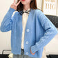 Spring and Autumn Knitted Cardigan Sweater College Style Short Loose Top Fashion Simple Female Jacket