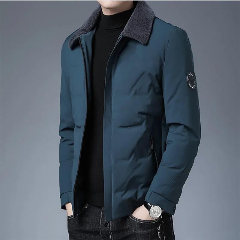Tide Brand Down Jacket Men's Short Casual Thickening Slim Youth White Duck Down Warm Wool Collar Jacket