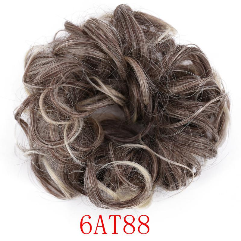 Girls Curly Scrunchie Chignon Rubber Band Multicolor Synthetic Hair Ring Wrap on Messy Bun Ponytails