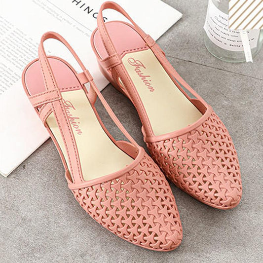 Fashion Sandals Female Summer Hollow Slope with Breathable Soft Bottom Plastic Sandals Travel Non-slip All-match Fairy Shoes