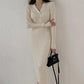 Women's Autumn and Winter Slim Long Sweater Dress Ladies Large Size Solid Color Party Elastic Knitted Dress