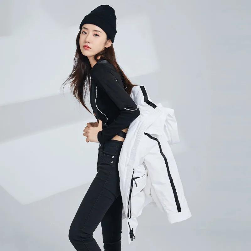 Winter Ladies Hooded Mid-Length Down Jacket Workwear Versatile Casual Warm Jacket Slim Fit Down Jacket Outdoor Windproof Padded Jacket