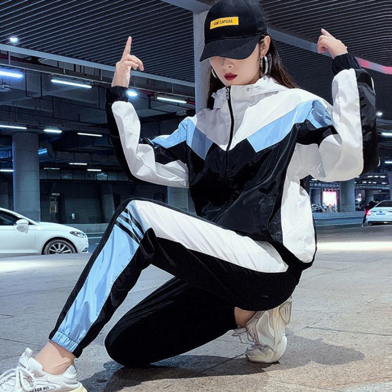 Sportswear Women's Suit Spring and Autumn Hip-hop Tide Brand Ins Fashion Leisure Loose Age-reducing Sports Two-piece Suit