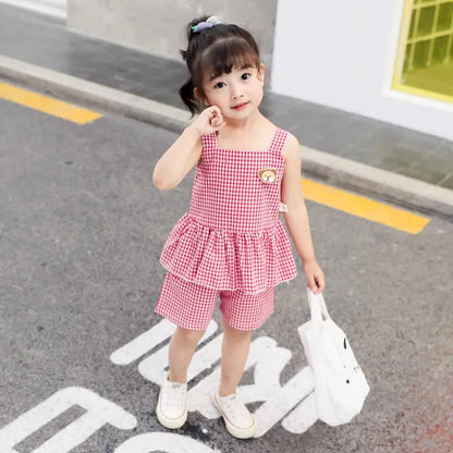 Children's Clothing Summer Clothing Girls Short-sleeved Summer Suit Western Style Shorts Two-piece Set 0-2-5 Years Old Female Baby