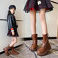 Girl's Martin Boots Winter Autumn Little Princess Plush Boots British Style Children Solid Color Casual Boots