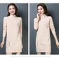 Autumn and Winter Long Turtleneck Sweater Knit Loose and Thin Base Shirt Plus Fluff Thick Dress