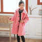 Festive Christmas Clothes Girls Thick Woolen Coat Double-breasted Mid-length Woolen Autumn and Winter Coat