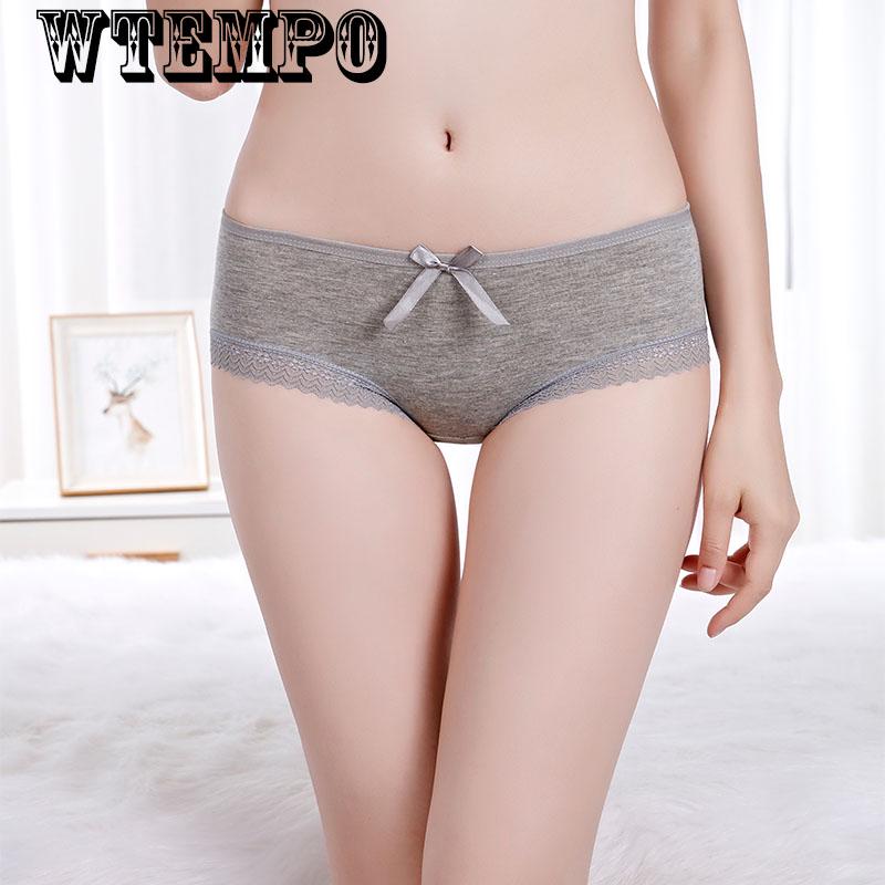 WTEMPO 6 Pcs/Lot Sexy Panties Women High Quality Cotton Fashion Floral Lace Intimates Line Underwear