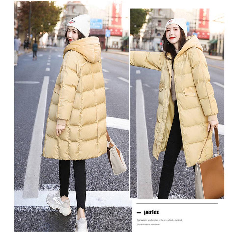 Hooded Ladies Coat Long Coats Parka Jacket Mid-long Women Winter Pink Thick Jacket Quilted Jacket