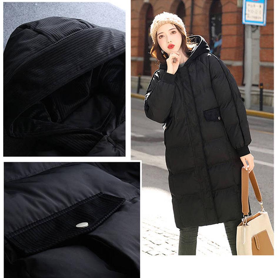 Winter Women's Down Jacket Mid-length Hooded Jacket Fashion Warmth Thick Plus Size Cotton Jacket