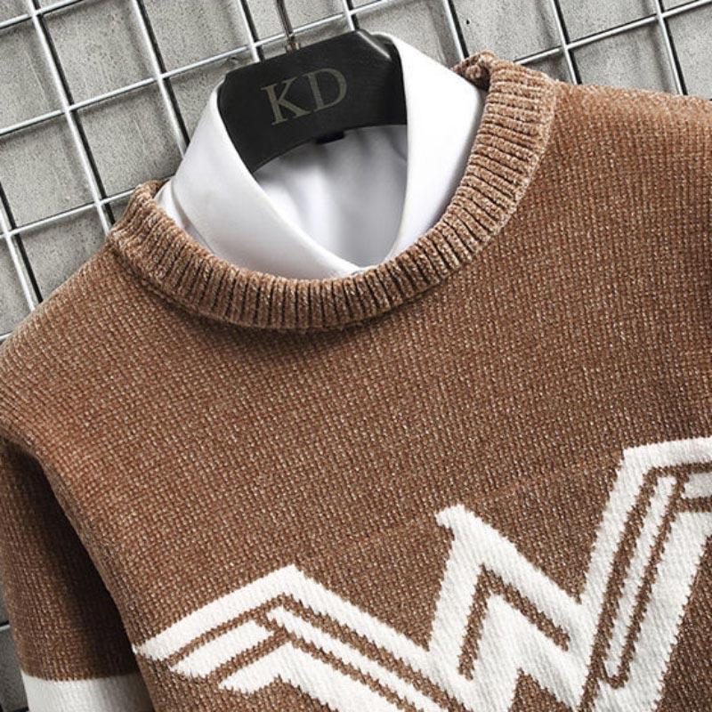 Sweater Men's Round Neck Thickened Autumn and Winter Men's All-in-one Fleece Sweater Winter Pullover Sweater