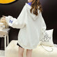 Women's Large Size Loose Hooded Tops Versatile Casual Plush Coat Autumn and Winter Mid-length Hoodies Streetwear Warm Coat