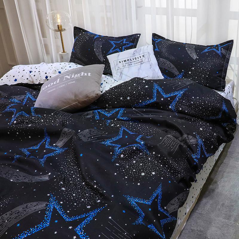Net Celebrity Four-piece Bedding Cartoon Bed Linen Quilt Sanding Three-piece Student Bedding