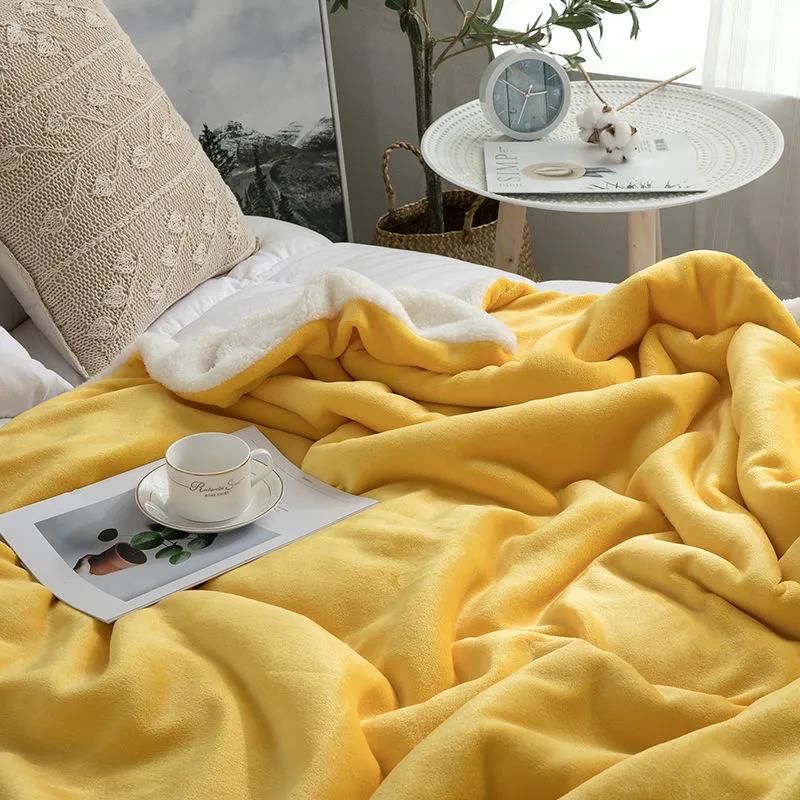 Double Thickened Lamb Fleece Blanket Quilt Coral Fleece Nap Blanket Winter Warm Blanket