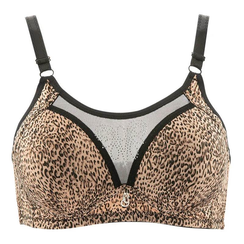 Ladies No Steel Ring Thin Bra Sexy Leopard Print Gathered Tube Top Anti-glare Anti-sagging Adjustable Breathable Bra