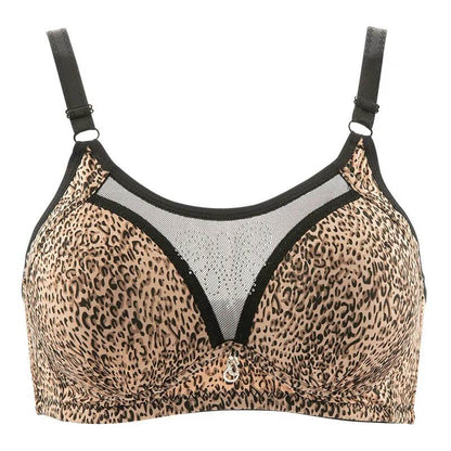 Ladies No Steel Ring Thin Bra Sexy Leopard Print Gathered Tube Top Anti-glare Anti-sagging Adjustable Breathable Bra