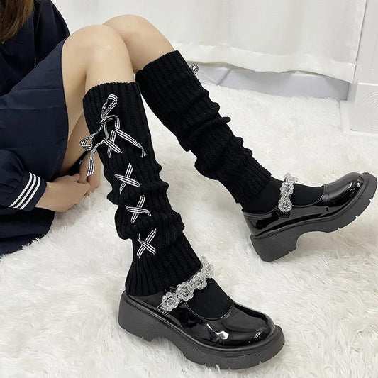 Daily JK Hairy Socks Korean Version of The Hundred Knee Legs Student Warm LOLITA Straps Stacks Stockings Women Autumn and Winter