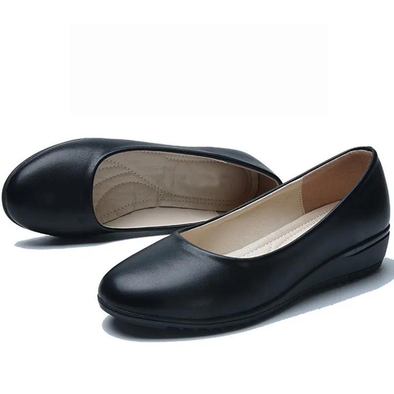Women's Flat Shoes Leather Shoes Work Shoes Work Professional Flight Attendant Flat Shoes Comfortable Nurse Shoes Soft Bottom Mother Shoes
