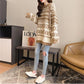 Vintage  Printed Mid-length Thick Sweater Women Loose Casual Knit Sweater Round Neck Pullover Fair Isle Jacquard Sweater