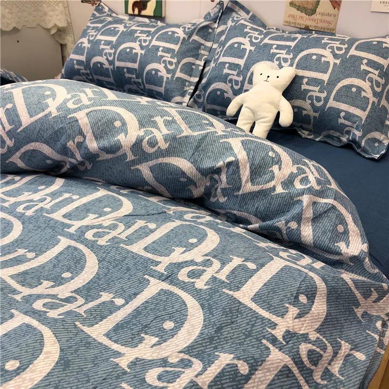Brand New Washed Cotton Cartoon Quilt Cover Sheet Four-piece Cute Bedding