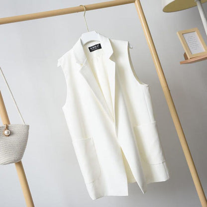 Women's Suit Waistcoat Mid-length Waistcoat Loose and Thin Waistcoat Sleeveless Suit Jacket Women's Loose Sleeveless Comfortable Jacket