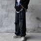 Retro High Street Trend Street Hip-hop Dark Black Washed Frayed Denim Trousers Men