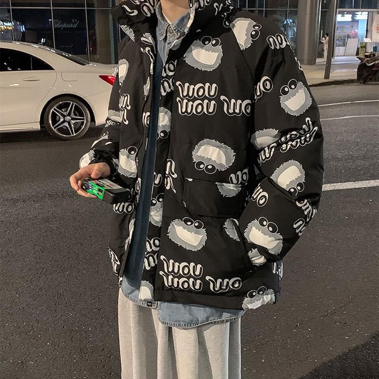 Cotton Men's Winter Jacket Ins Hong Kong Style Cotton Clothes Korean Version of The Trend Loose Padded Stand Collar Padded Jacket