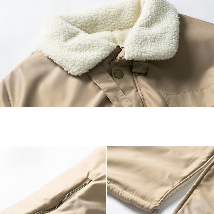 Winter Cotton Parka Jacket Ladies Loose Lamb Wool Cotton Jack Tooling Mid-length Thick Jacket Winter Warm Loose Casual Cotton Jacket
