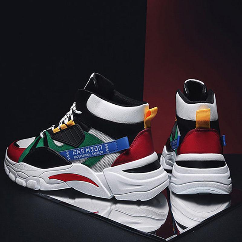 Spring Men's High-top Sports Shoes Men's All-match Height Increase Shoes Breathable Student Shoes Men