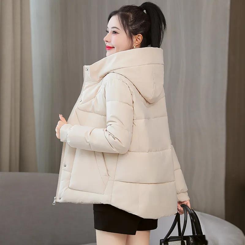 Loose Fashion and Western Style All-match Short Padded Jacket Women's Winter Jackets Increase Thickening Hooded Tide