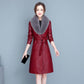 Women's Sheepskin Leather Jacket Long Slim Lapel Large Size Leather Trench Coat Autumn Winter Suede Jackets Ladies