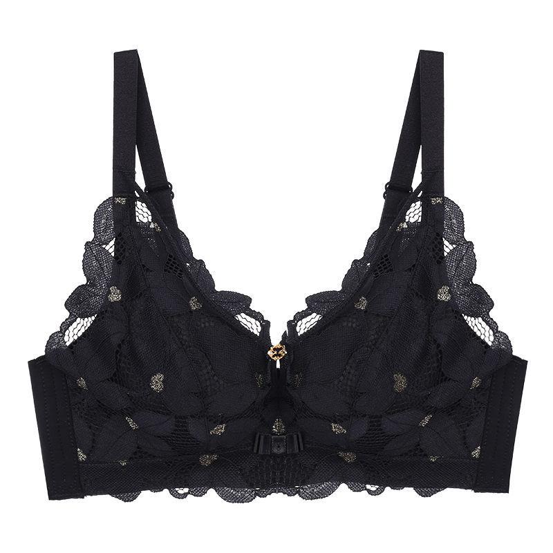 Non-magnetic Non-steel Ring Small Breasts Big Gathered Bra Bra Top Support Thick Perforated Breathable High-end Underwear