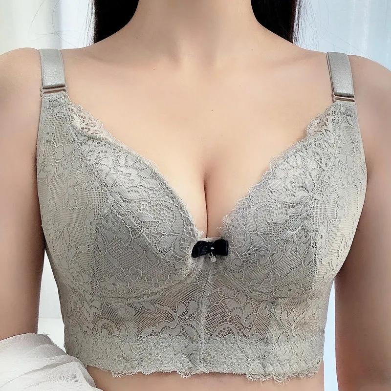 Push Up Bra for Women Plus Size Seamless Underwear Plus Size Bras Thin Underwire Sexy Gathered Bralette Women D E Bras