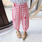 Girls' Pants Summer Thin Section Children's Strawberry Plaid Trousers Children's Mosquito Pants Female Baby Bloomers