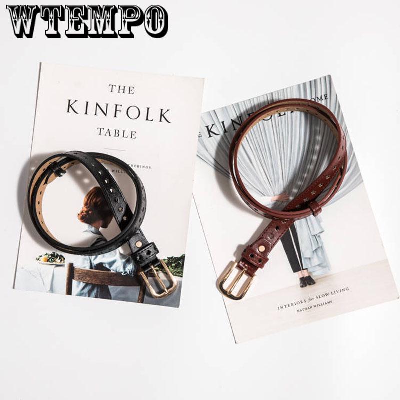 Female Straps Leather Belt Waistband Cummerbund Apparel Accessories Metal Buckle Thin Casual Belt