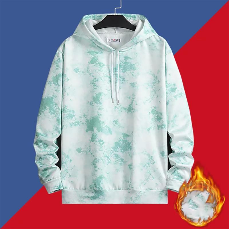 Fleece Sweater Men's Trendy Hooded Loose Dyeing Autumn and Winter Trend All-match Handsome Sweater