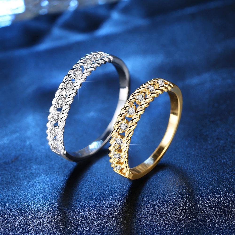 Micro inlay twist weaving couple ring Korean simple winding ring eBay Valentine's Day Gift