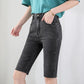 Denim Shorts Women's Spring and Summer High Waist Slim Five-point Pants Black Straight Leg Pants Tight Riding Pants