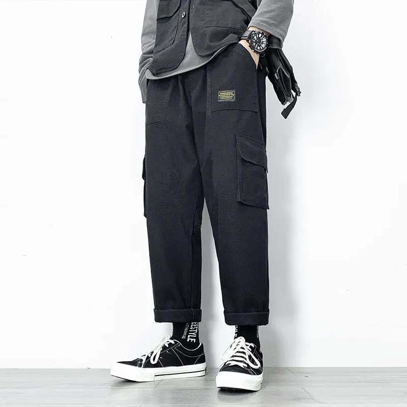 Autumn Men's Multi-pocket Straight Loose Casual Pants Sports Nine Casual Pants Male Trend