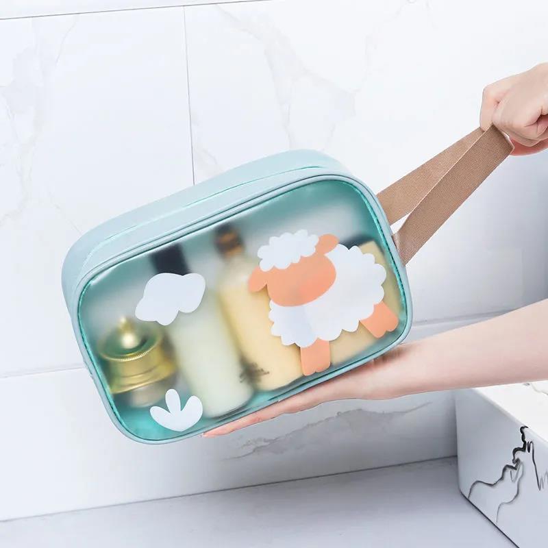 Dry and Wet Separation Toiletry Bag Cosmetic Bag Women Clear Handbag Waterproof for Bathing Swimming Beach Portable Transparent Bag