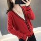 Autumn and Winter Knitted Sweater Cardigan V-neck Coat Loose Thick Young Women's Top