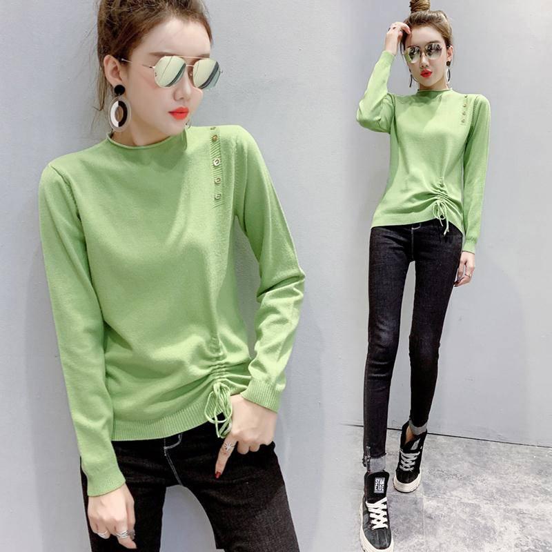 Knitwear Women's Autumn and Winter New Sweater Loose Joker Drawstring Design Tops Long Sleeve