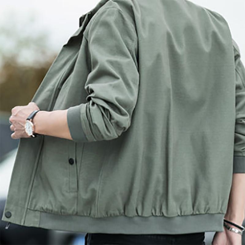 Pure Cotton Jacket Men's Coat Loose Stand-up Collar Large Size Autumn Casual Upper Youth Jacket