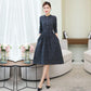 Women's Ethnic Style Skirt Loose Thin Floral Floral Linen Retro Print Long Sleeve Dress
