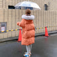 White Duck Down Large Fur Collar Down Jacket Women Mid-length Loose Thick Winter Jacket
