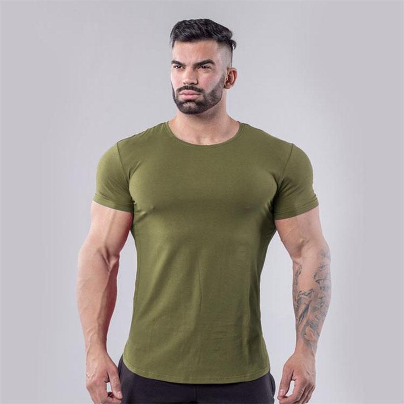 Oversized T-shirt Slim Tees Stretch Shirts Muscle Pullover Casual Undies Half Sleeve Overshirt Solid Color Top Men Clothing