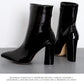 Thick-heeled Ankle Boots Women's Autumn Winter Pointed High-heeled Ankle Boot Silver Bright Leather Zipper Plus Velvet Martin Boots